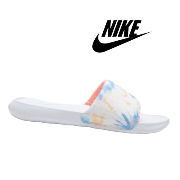 NEW Nike Victori One Womens Tie Dye Print Slide White Sandals 10 - Picture 2 of 5